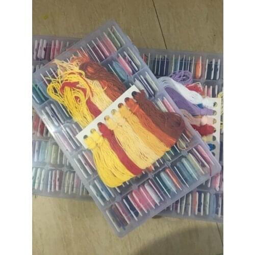 1 Set 100 Colors Embroidery Floss Cotton Thread DMC Colors Cross Stitch Craft Kit With Threader Needles Storage Box Scissors