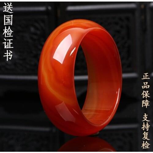 Genuine natural red agate bracelet LeBron widening and thickening women stylish ultra wide chalcedony jewelry