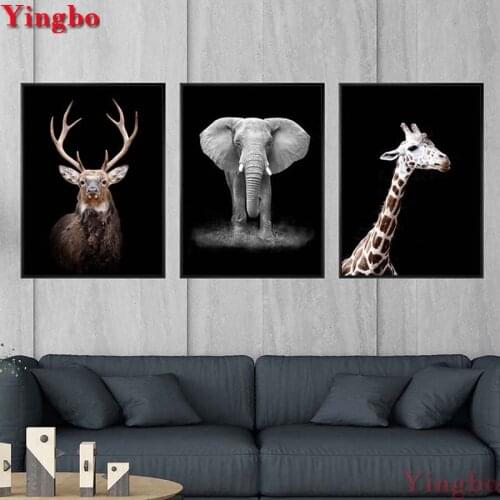 Deer/elephant/giraffe 5D DIY Diamond Painting Round 3D Full Square Embroidery Cross Stitch Rhinestone Mosaic Decor Nordic style