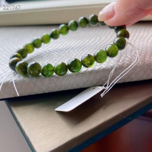 Genuine Natural Green Tourmaline Green Red Quartz Bracelet 7.3mm Clear Round Beads Brazil Women Men Crystal AAAAAA