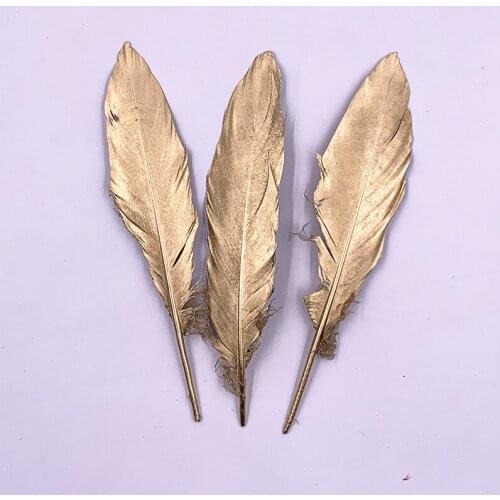 Hot Sale 10Pcs/Lot Gold Goose Feathers 15-20cm/6-8inches Feathers for Crafts Decoration Accessories Plume Wedding Decoration