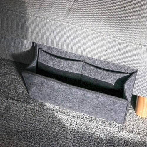 Dropshipping Christmas Gray Bed Storage Bags Felt Bedside Table Pockets 1 Holder Inner Table Hanging Sofa with Organizer Fo U7K3