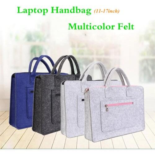 Wool felt Handle laptop bag 12"13"14"15.6"17" inch for macbook pro dell acer Notebook fashion solid sleeve Computer accessories