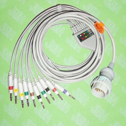 Compatible with Kanz103,106,Cardioline delta 3plus,60plus EKG 10 lead,One-piece cable and leadwires,16PIN,4.0banana,IEC or AHA