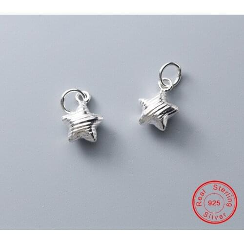 UQBing 15*11*7mm Lovely Cute Star 925 Sterling Silver Charms Pendants for Jewelry Making DIY Handmade Craft
