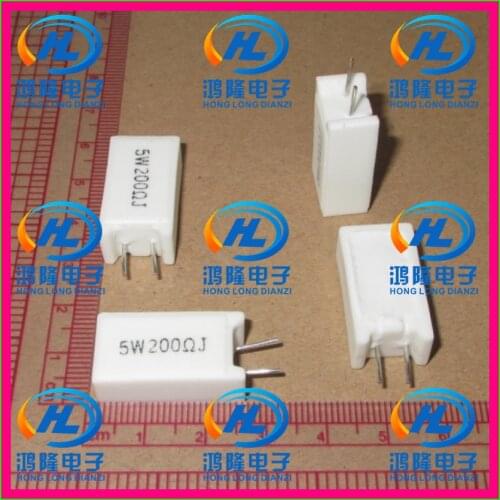 10pcs/lot) 5W 200 ohm +/-5% Vertical cement resistor / 5W 200R ohm 5% Cement resistance / 5W 200RJ Ceramic resistor