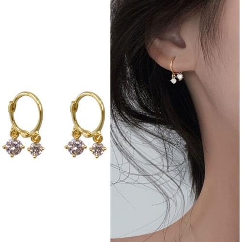 925 Sterling Silver French CZ Hoop Earrings for Women Round Circle Earrings Jewelry Gifts