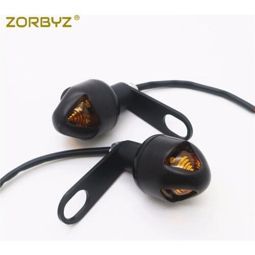 ZORBYZ Motorcycle Black LED Turn Signal Light Rear Shock Bracket Relocater Holder For Bobber Cafe Racer