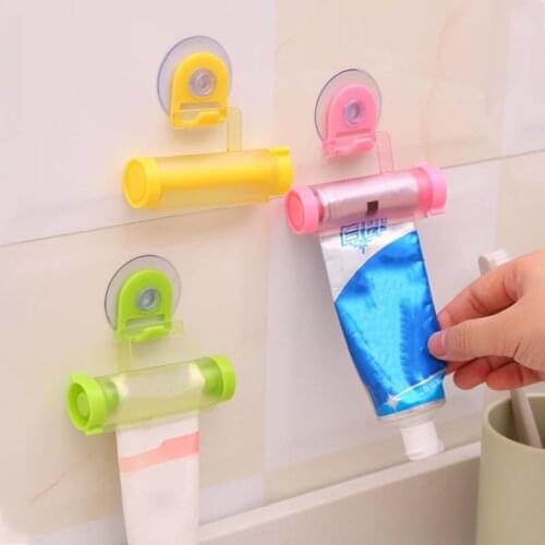 1pcs Toothpaste Dispenser Tube Partner Sucker Hanging Toothpaste Storage Rack Organizer Squeezer Random Color
