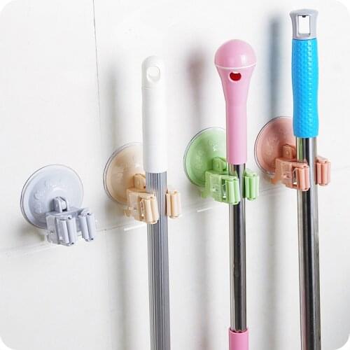 1pc Multifunctional Mop Rack Broom Sucker Mop Hook Strong Traceless Mop Holder