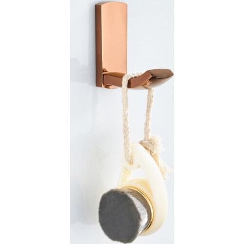 1Pcs Rose Gold Color Brass Wall Mounted Single Robe Hook Coat Hat Towel Hook Hanger Bathroom Accessory aba873