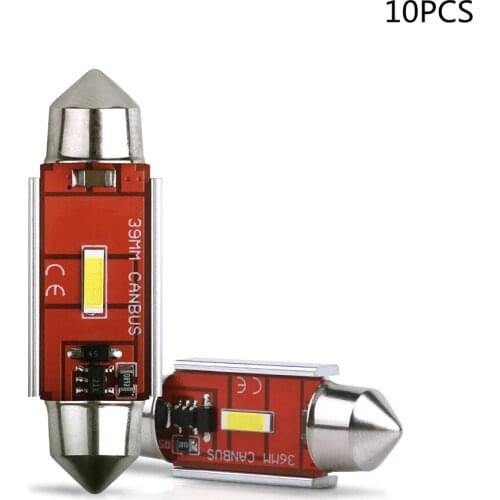 10pcs Festoon C5W 31 36 39 41mm CSP-1860 LED Canbus Car Bulb Reading Dome License Plate Door Light Auto Lamps White 12V