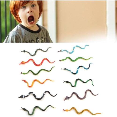 12pcs/set Simulation Reptiles Animal Snake Figures Model Toys Halloween Jokes Trick Kids Educational Collection Gift