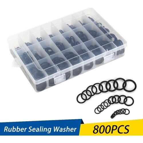 800 Pcs/Set Rubber Grommet O-Ring Oil Resistance O-Ring Washer Seals Assortment Kit 24 Different Sizes With Plastic Box Kit Set