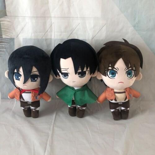 Anime Attack on Titan Levi Mikasa Ackerman Eren Jaeger Cute Plush Stuffed Dolls Toy 45cm Pillow Collection Cosplay Birthday Gift