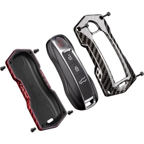 For Porsche Cayenne Macan 911 Boxster Cayman Taycan Panamera 970 971 Car modification Carbon Fiber Remote Key Fob Car key Case