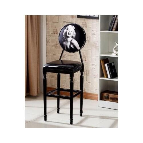 Retro bar chair modern simple iron art American bar stool rotating lift chair European bar chair family back