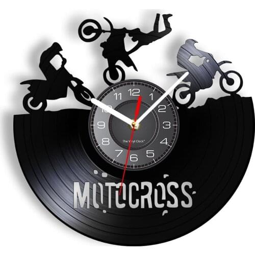Extreme Freestyle Motorcycle Vinyl Record Clock Dirt Bike Risky Rider Home Decor Wall Watch Racing X-Sports Artwork Crafts