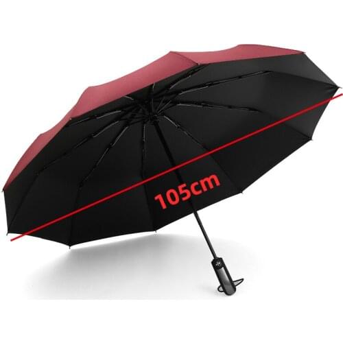 Ten Bones Fully Automatic Black Coating Sunny Umbrella Fold Men Women Business Umbrella Sunny Rain Dual Use 3 Fold Rain Umbrella