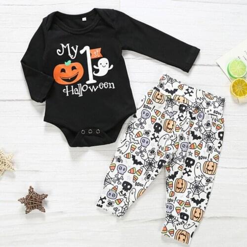 2020 Baby Romper Set Halloween Pumpkin Two-Piece Ins Style Childrens Clothing