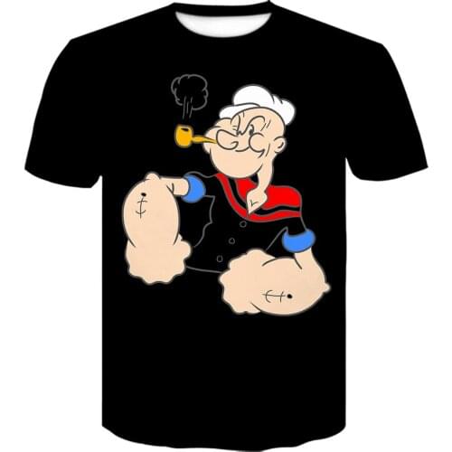 Popeye 3D Printed t shirt 2021 novelty Fashion tshirt hip hop streetwear T shirt casual Men/women summer black tops Streetwear