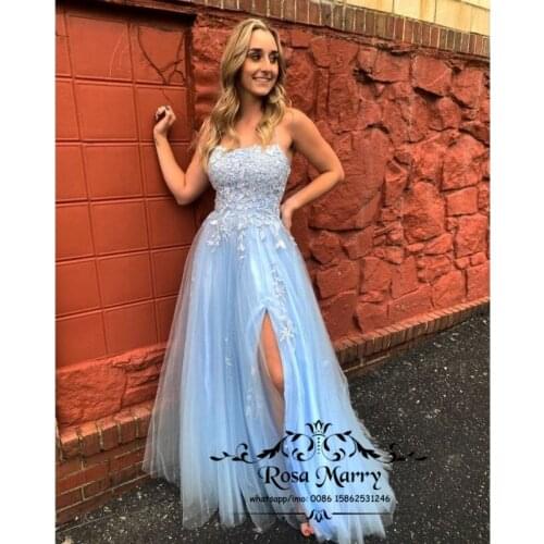 Ice Blue Plus Size Prom Dresses 2021 A Line Vintage Lace Girls Couple Fashion 2K21 Formal Evening Party Gowns Vestido De Fiesta