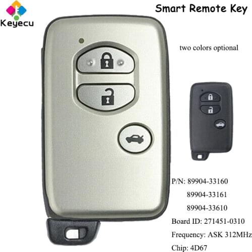 KEYECU Smart Remote Control Car Key With 3 Buttons & 312MHz & 4D67 Chip - FOB for Toyota Camry Crown Mark X Majesta, 271451-0310