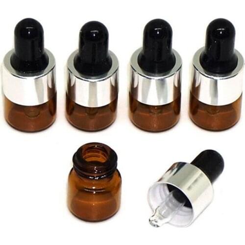 Small Amber Glass Bottle Sample Vial For Essential Oil Perfume Tiny Portable 1ml Bottle