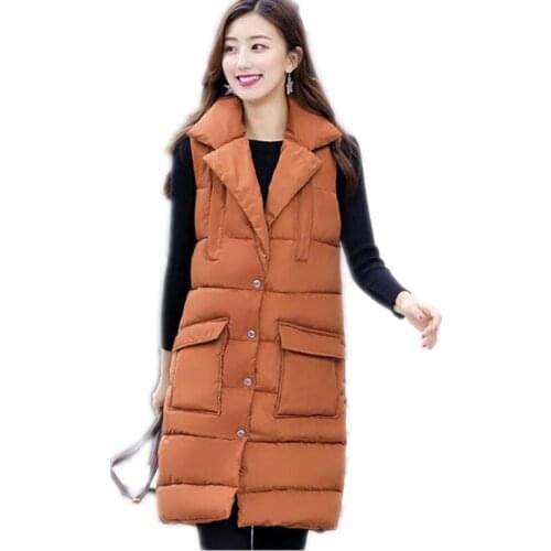 Fashion Autumn Winter Women Warm Vest 2018 Single Breasted Slim Down Cotton Vest Female Turn-Down Collar Size S-2XL Top VestQ553