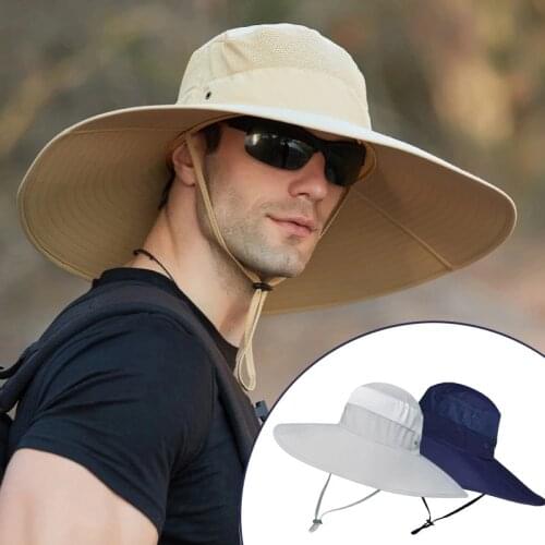 High Quality 15CM Big Wide Brim Mens Fisherman Hat Solid Waterproof Sun Hat Mountaineering Cap Fishing Cap Panama Hat Unisex