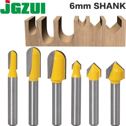 6mm Shank Router Bits Set Core Box Bit rounf nose bit 90 Degree V-Groove Bit For Woodworking Tools