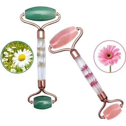 Natural Jade Massager Rose flower Quartz Roller Anti-wrinkle Face Lift Body Skin Relaxation Beauty Neck Thin Health Care Tool