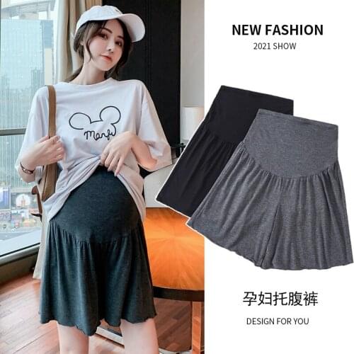 Maternity wear modal pregnant women shorts, thin summer loose loose wooden ears, wide-legged large size pregnant women pants