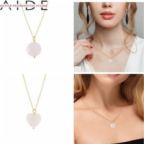 AIDE S925 Sterling Silver White Shell Necklace Women Long Chain Gold Necklace For Women Gold Jewelry Collares Bijoux Femme
