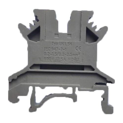 Plastic High Temperature Resistant UK1.5N Screw Terminal Blocks Voltage Wiring 1.5mm ², Rail Mounting