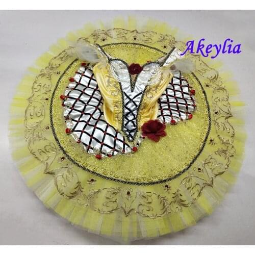 Coppélia Professional Classical Ballet Tutu Costume Paquita Yellow Ballet Stage Costume Pancake Tutus Ballet Girls Tutus white