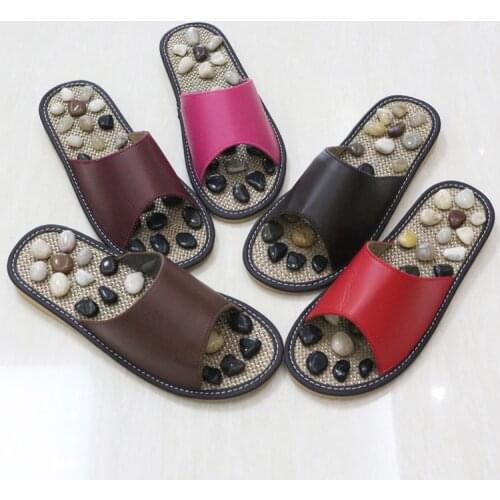 Dropshipping Acupuncture Elderly Healthy Care Foot Points Massage Therapy Pebble Stone Shoes Slipper For Women Men Household Use