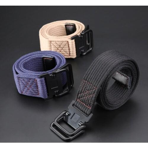 New Design Unisex Double Buckle Tactical Belts Men Adjustable Stretch Canvas Belts Women Elastic Strap Belt for Pants Jeans