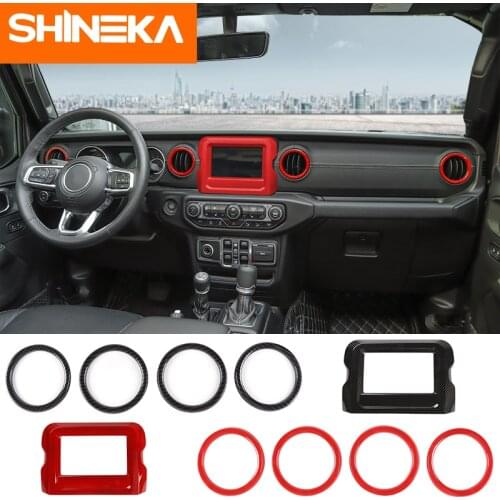 SHINEKA Interior Mouldings for Jeep Wrangler JL 2018 Car Accessories interior Vent Cover Navigation Cover Decoration ABS Sticker