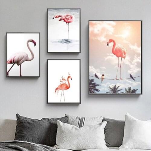 Nordic Flamingo Poster Canvas Sunshine Modern Painting Minimalist Print Wall Art Picture Home Decoration Living Room Bedroom