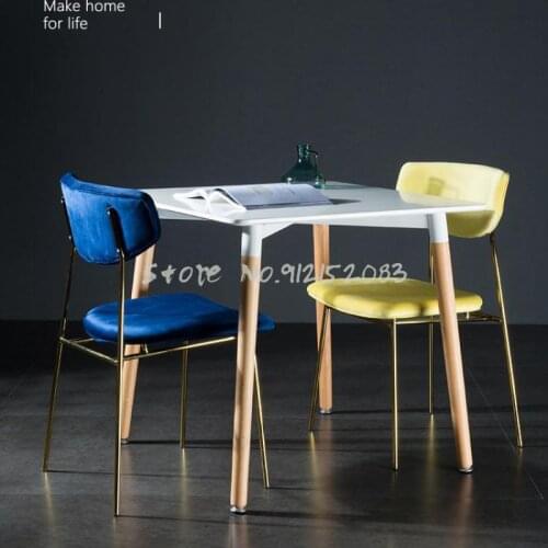 Nordic stool backrest wrought iron chair golden velvet soft bag light luxury dining chair bedroom dressing table makeup chair