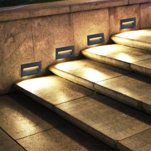 3/5W Outdoor Aluminum LED Step Light Waterproof Recessed Stair Wall Corner Lamp Villa Pathway Lobby Hotel Stairway Night Light