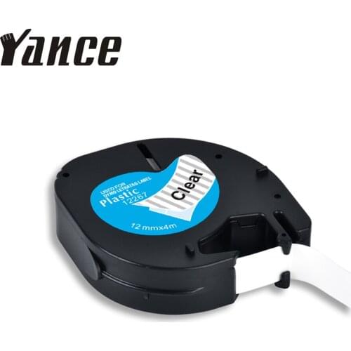 Yance LT 12267 compatible dymo label maker printer dymo letratag tape for LT-100H label printer 12mm Black on Clear label tape