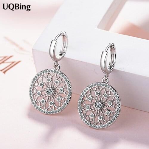 Solid 925 Sterling Silver Big Round Dreamcatcher Crystal Clip Earring For Women Birthday Gifts Jewelry
