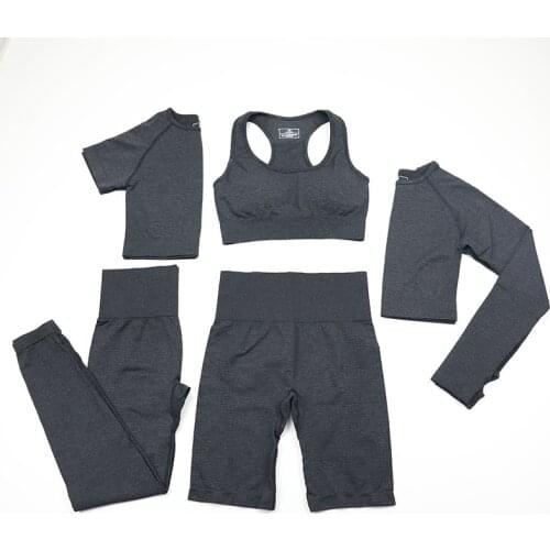 Womens sportswear suit 5-piece set seamless breathable yoga jogging sports fitness sportswear