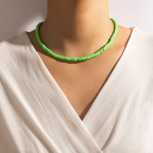 Tocona Summer Shell Scallop Necklace for Women Charms Green Beaded Clavicle Chain Choker Boho Jewelry Accessories Collar 18111