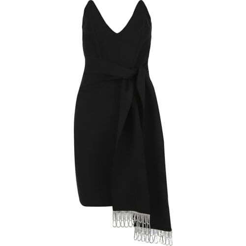 2021 New Women Dress Sexy Strapless V Neck Black Elegant Mini Bodycon Dress Bandage Spring Summer Clothing