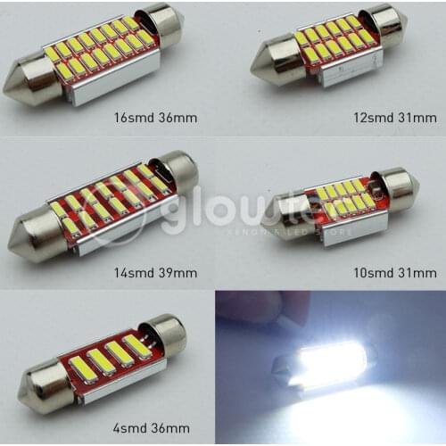 1pc Festoon Bulb 31mm 36mm 39mm C5W 4014 LED CANBUS NO ERROR Car Dome Interior LED Lights Lamp Auto Map Roof Reading GLOWTEC