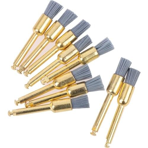 10Pcs Material Latch Flat Bowl Teeth Polisher Prophy Brushes for Contra Angle Handpiece Dental Polishing Brush Silicon carbide