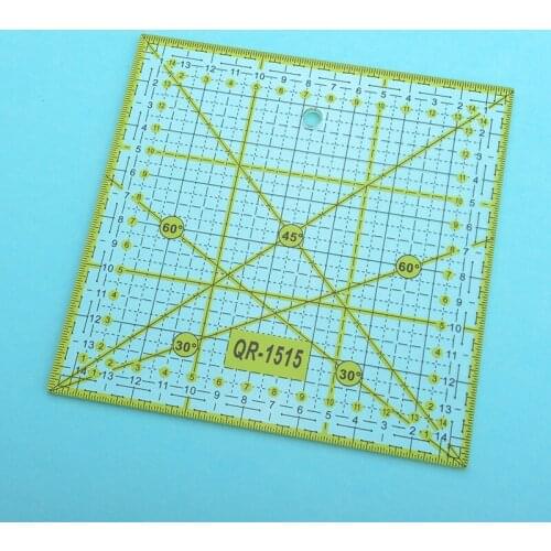 15*15CM Yellow Transparent DIY Sewing Patchwork Tool Square Patchwork Ruler Sewing Design Ruler Tailor Drawing Cutting Ruler